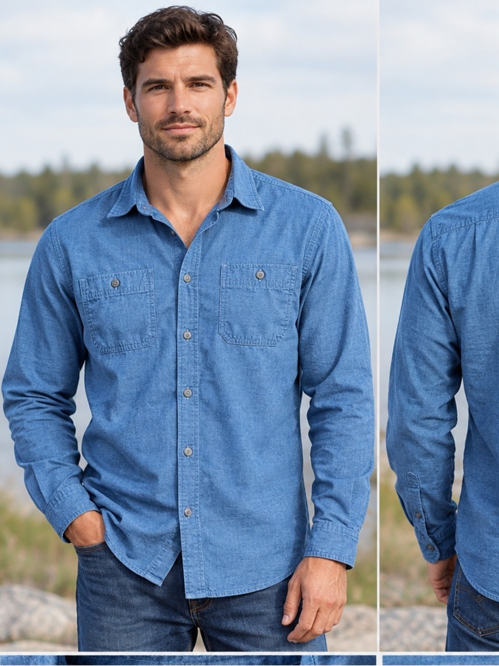 The North Face Men’s Light Blue Chambray Button-Down Shirt